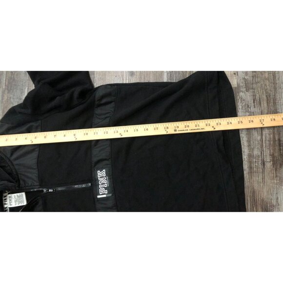 Victoria's Secret Pink Large Black 1/4 Zip Hoodie Sweatshirt Pullover - Picture 5 of 5